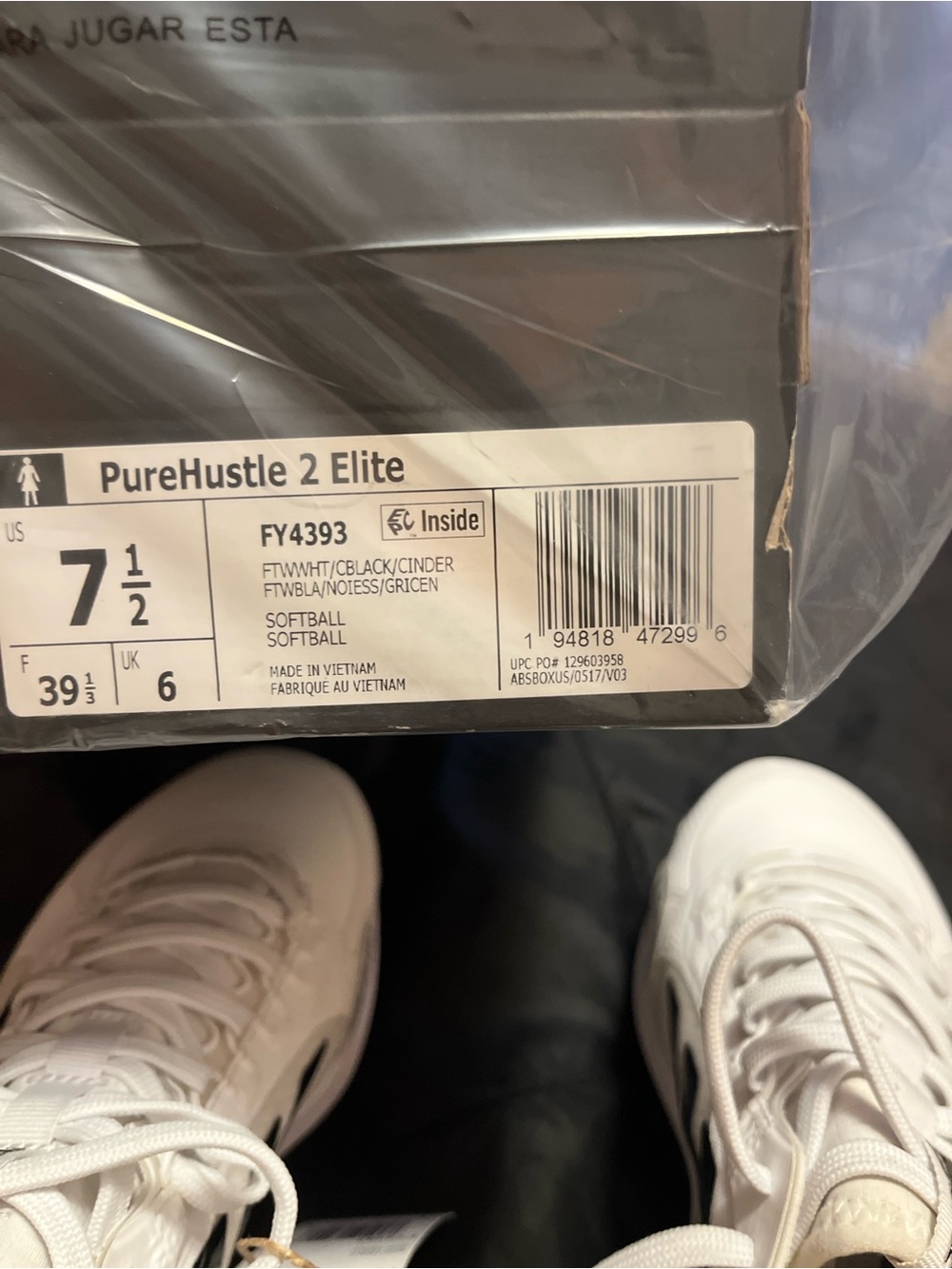 Adidas White Softball Cleats with Black Stripes New 7.5